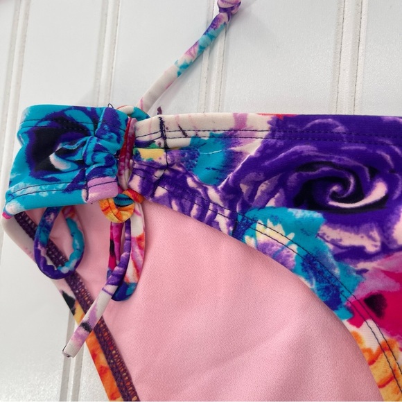 CANDIE'S Y2K Floral Drawstring 2 Piece String Twee Bikini Set Size XL - Picture 3 of 11